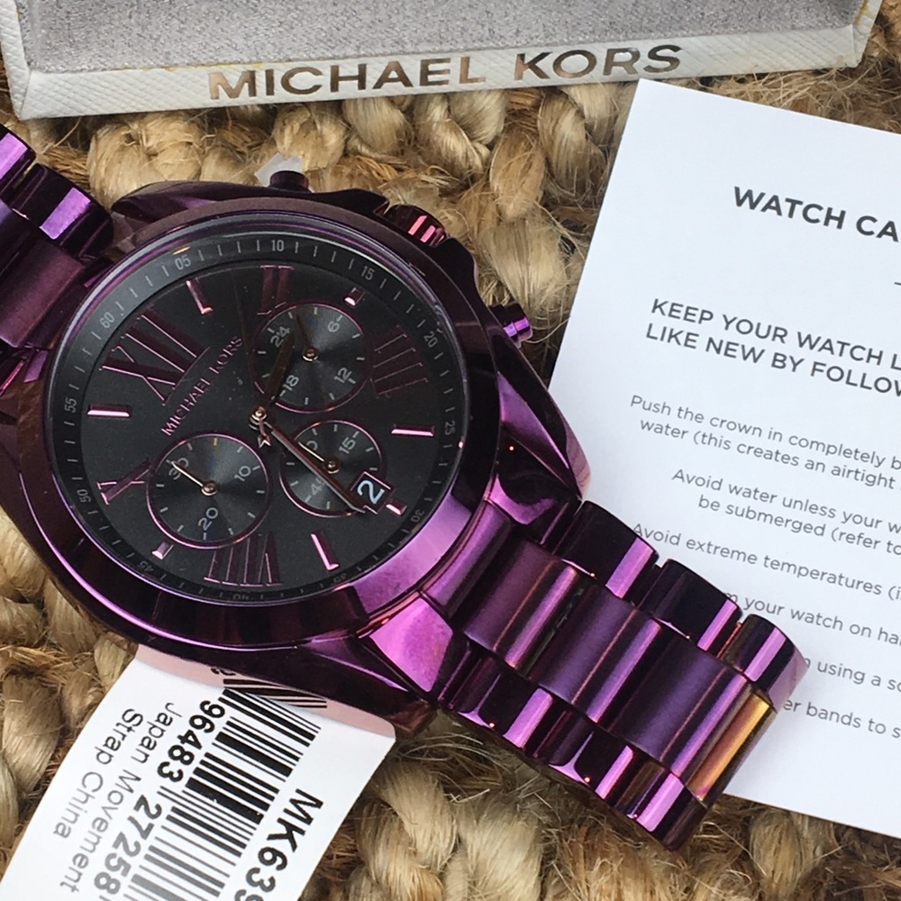 Michael Kors purple and black bradshaw watch - Picture 8 of 8